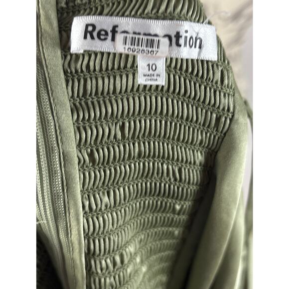 B52 Reformation Hensley Satin Midi Dress Womens 10 Evening Glam Milkmaid Wedding - Picture 11 of 11